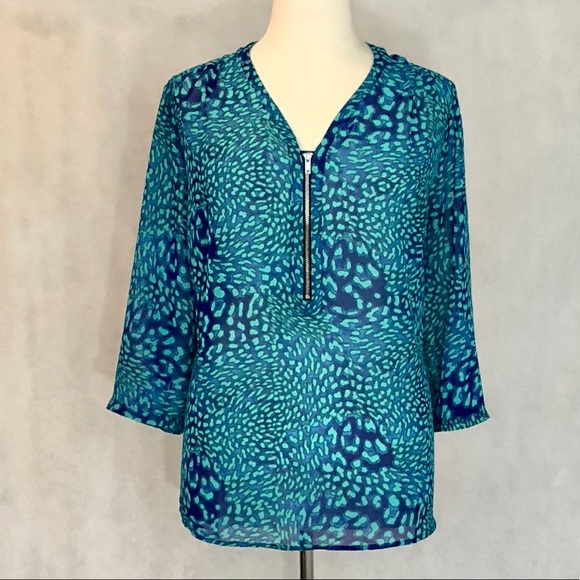 Como Black Tops - Como Black Sheer Pattern Blouse